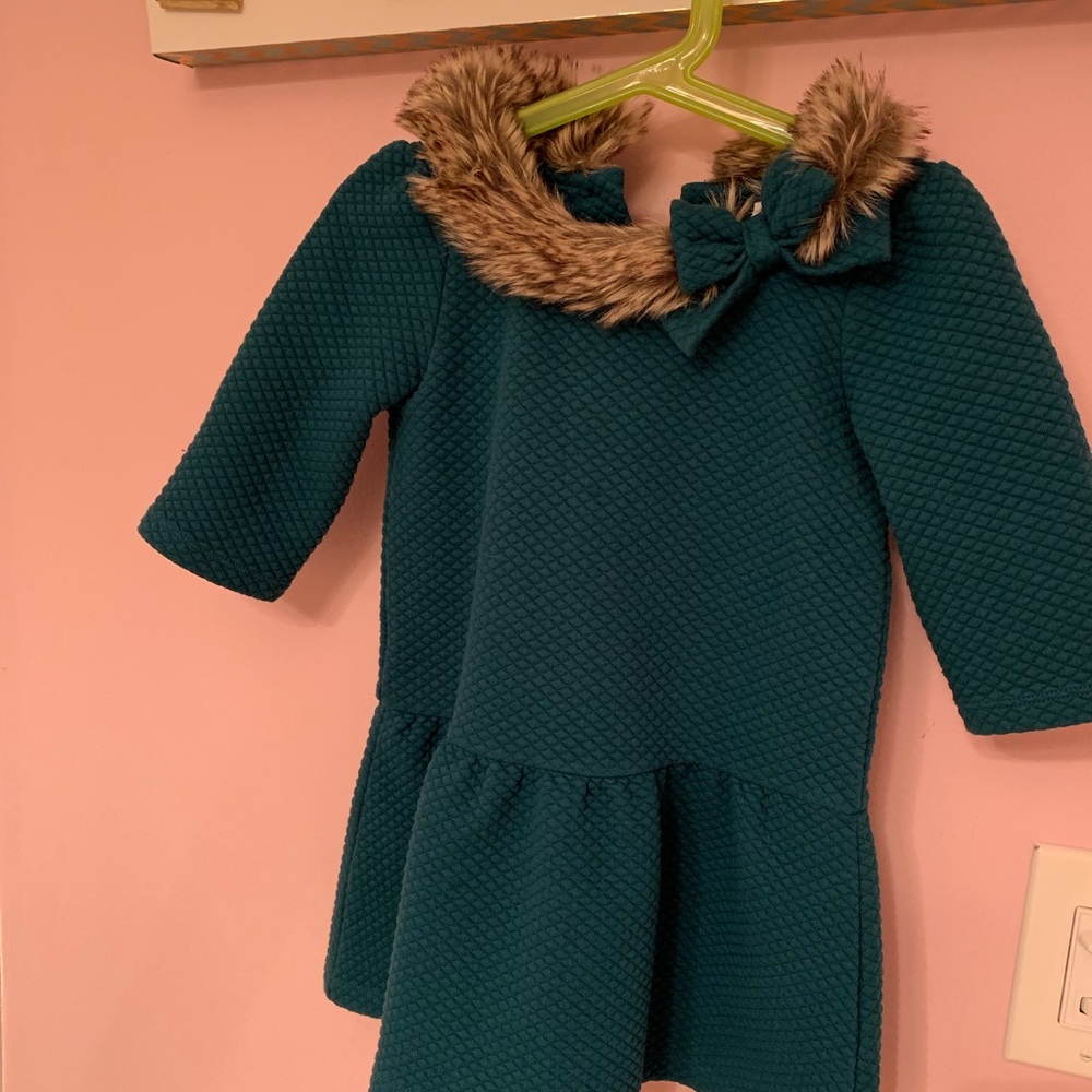 Faux fur dress with bow